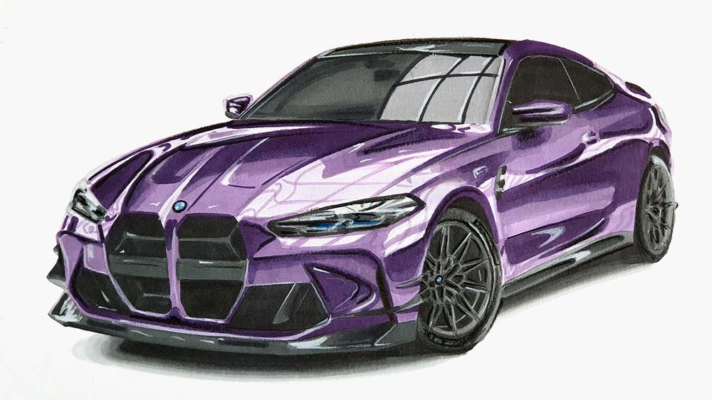 How to Draw a BMW M4: A Step-by-Step Guide to Drawing a Stunning Purple ...